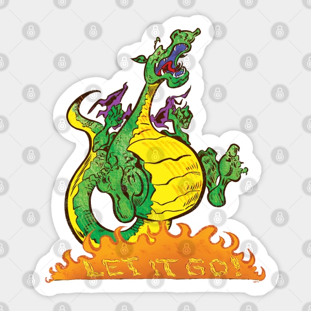 Let It Go!- Farting Dragon Sticker by captainhuzzah